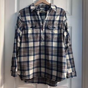 L.L. Bean plaid flannel quarter zip shirt